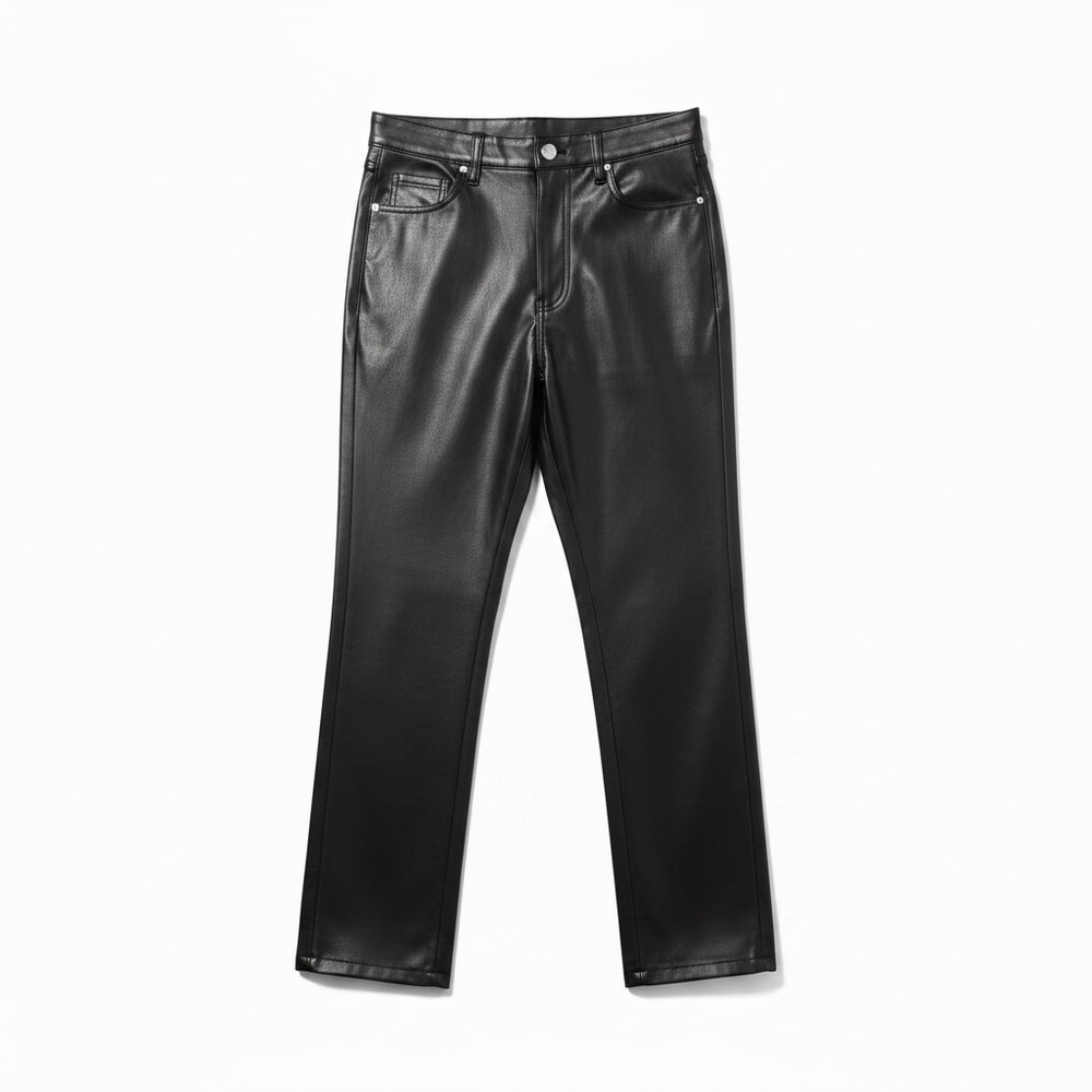 Wilfred Aritzia Faux Leather Mid Rise Straight Leg Pants Black 00 Rock Edgy Moto